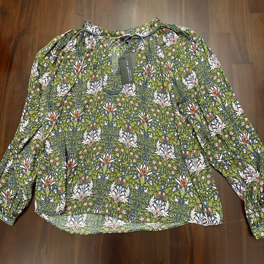 NWT CURRENT AIR Floral Nouveau Piping Blouse (T1) - Picture 6 of 11